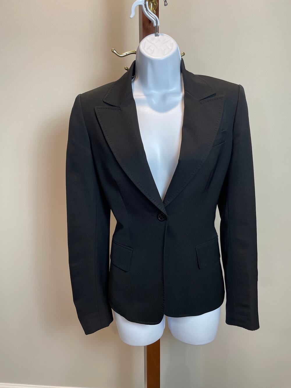Anne Klein Single Button Blazer 2 Black Classic Minimalist
